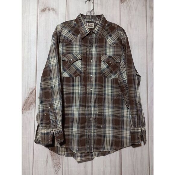 Ely Cattlemen Shirt Men's Extra Large Brown Pearl Snap Long Sleeve Western - Picture 1 of 8